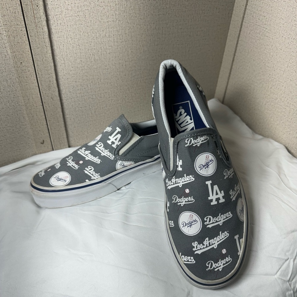 Vans Gray and White Los Angeles Slip-On Shoes